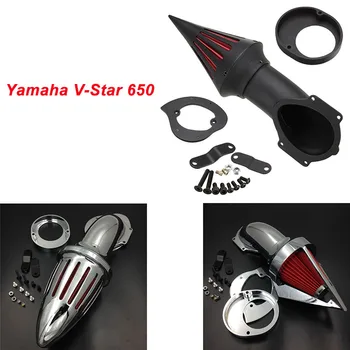 

For Yamaha V-Star VSTAR V Star 650 (All Years) Motorcycle Air Cleaner Kit Intake Filter Black Chrome