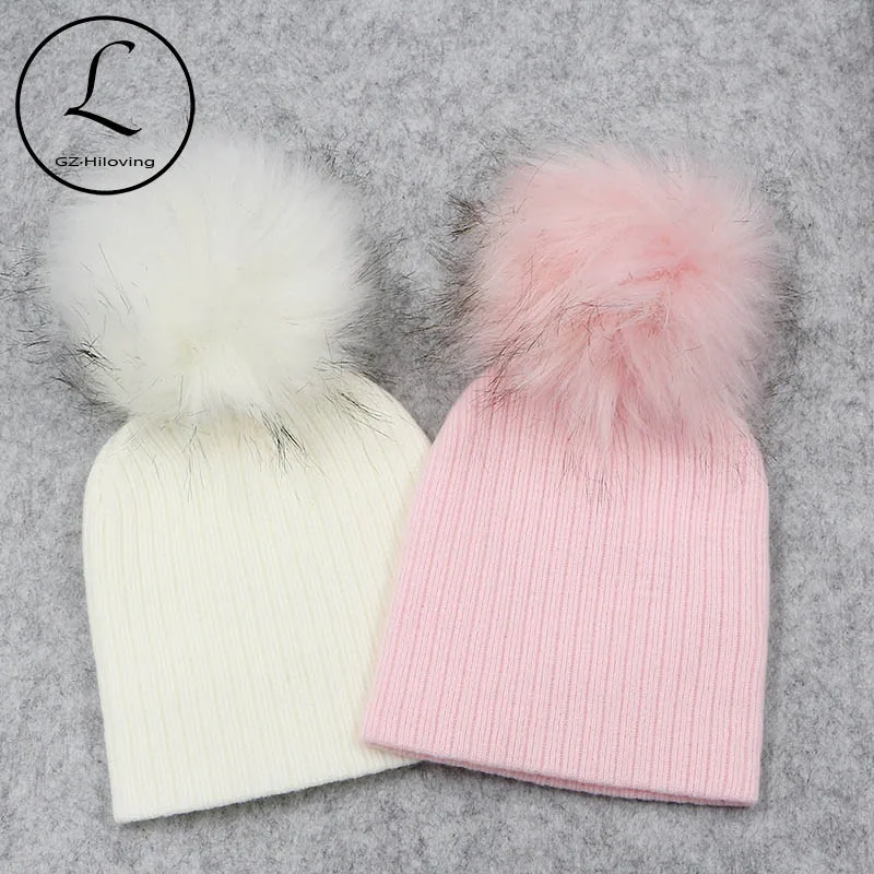 

Thick Warm Baby Hat Knit Ribbed Cotton Solid Baby Pompom Hats For Boys Girls Spring Autumn Winter Children's Hats Child Beanie
