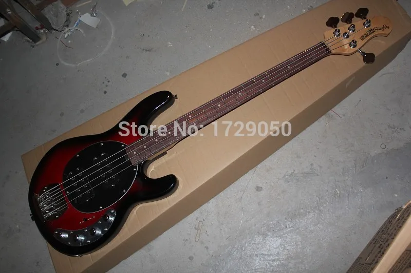 

china factory custom Top Quality New red Music Man StingRay 4 strings bass Electric Guitar with 9V Battery Active Pickup 51