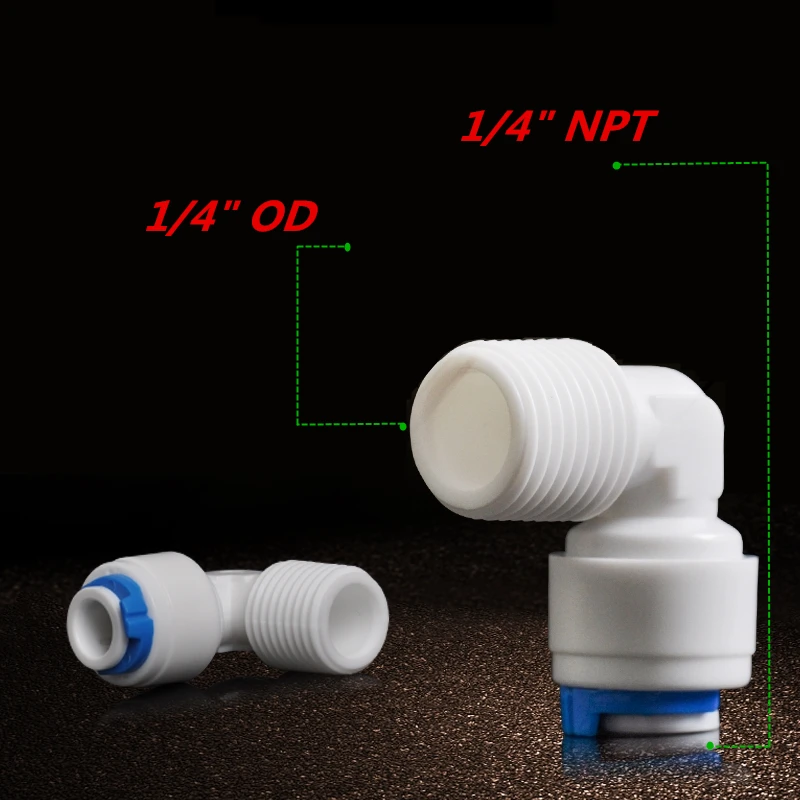 

10PCS 1/4" OD Hose Tube Elbow Connection Male Quick Connector For Reverse Osmosis Aquarium System Fittings