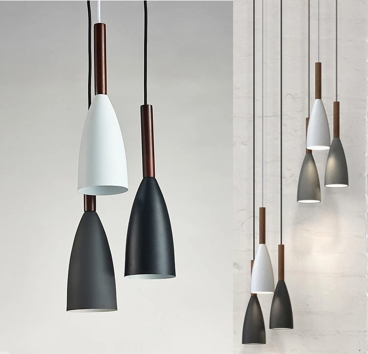 lowes pendant lights Nordic Minimalism Droplight E27 Aluminum Wood Pendant Lights, Living Room Restaurant Decor Lighting and Bar Showcase Spot Lamp dome pendant light