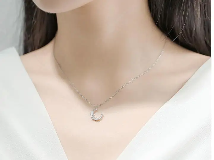 DIEERLAN модные 925 пробы серебряные ювелирные изделия корейские Boho Moon циркониевые ожерелья для женщин Свадебные девушки массивные ювелирные изделия