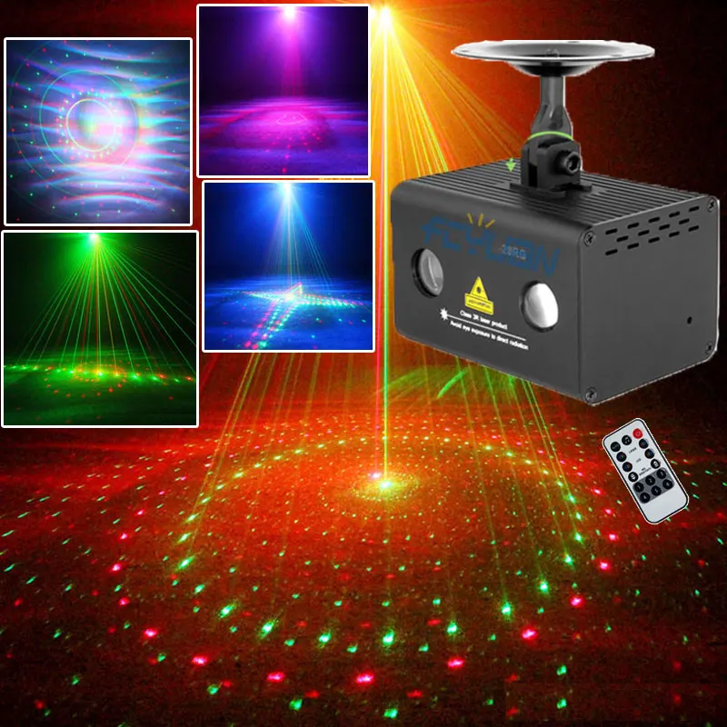 

DJ Shop RGB LED Party Disco Light Red Green Home Laser Show System Projector 20 Patterns Sound Activated With Remote