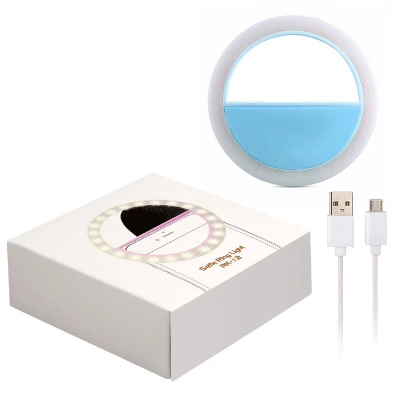 Светодиодный кольцевой светильник с usb-зарядкой для селфи с usb-кабелем для iPhone, для телефона Andriod, заполняющий светильник