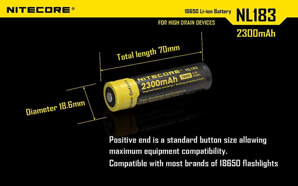 Оригинальное зарядное устройство Nitecore 18650 NL183 2300 мА/ч, 3,7 v 8.5Wh защищенный выключатель питания высокая производительность разряда литий-ионный Перезаряжаемые тесто