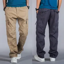 Большие размеры, повседневные мужские штаны для бега, летние свободные широкие брюки-карго, хлопковый комбинезон с эластичной резинкой на талии, шаровары tactica, брюки M-6XL