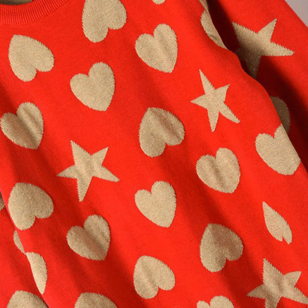 Thicken Women's Pattern red Star All Jumpers Knit Girls And Sweaters Shape Bottom Sy1832 Heart match Black Autumn Winter New Fashion Tops 5nRa8a