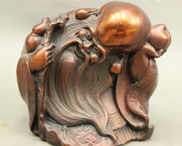 

wholesale factory Folk Chinese Bronze Culture Longevity Shou Star God Gourd Peach Statue Sculpture