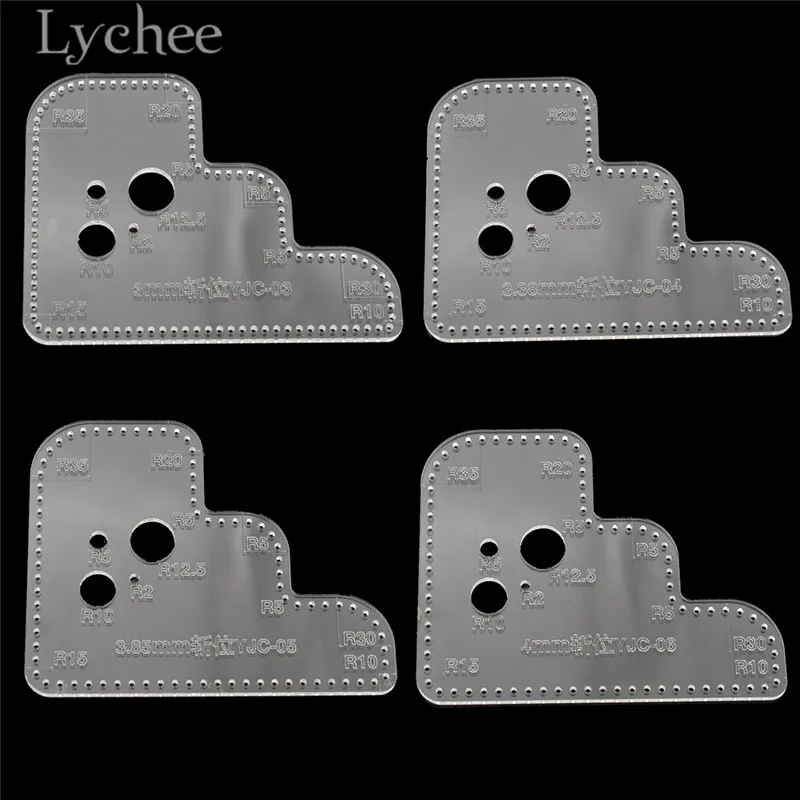 Lychee Life Acrylic Cutting Circle Corner Stitching Stencil Handmade Leather Template DIY Sewing Pattern |