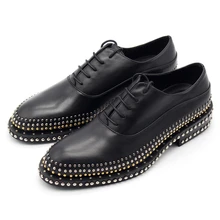 New handmade men’s leather shoes rivets gentleman leather lace low to help the noble men’s shoes men Oxfords