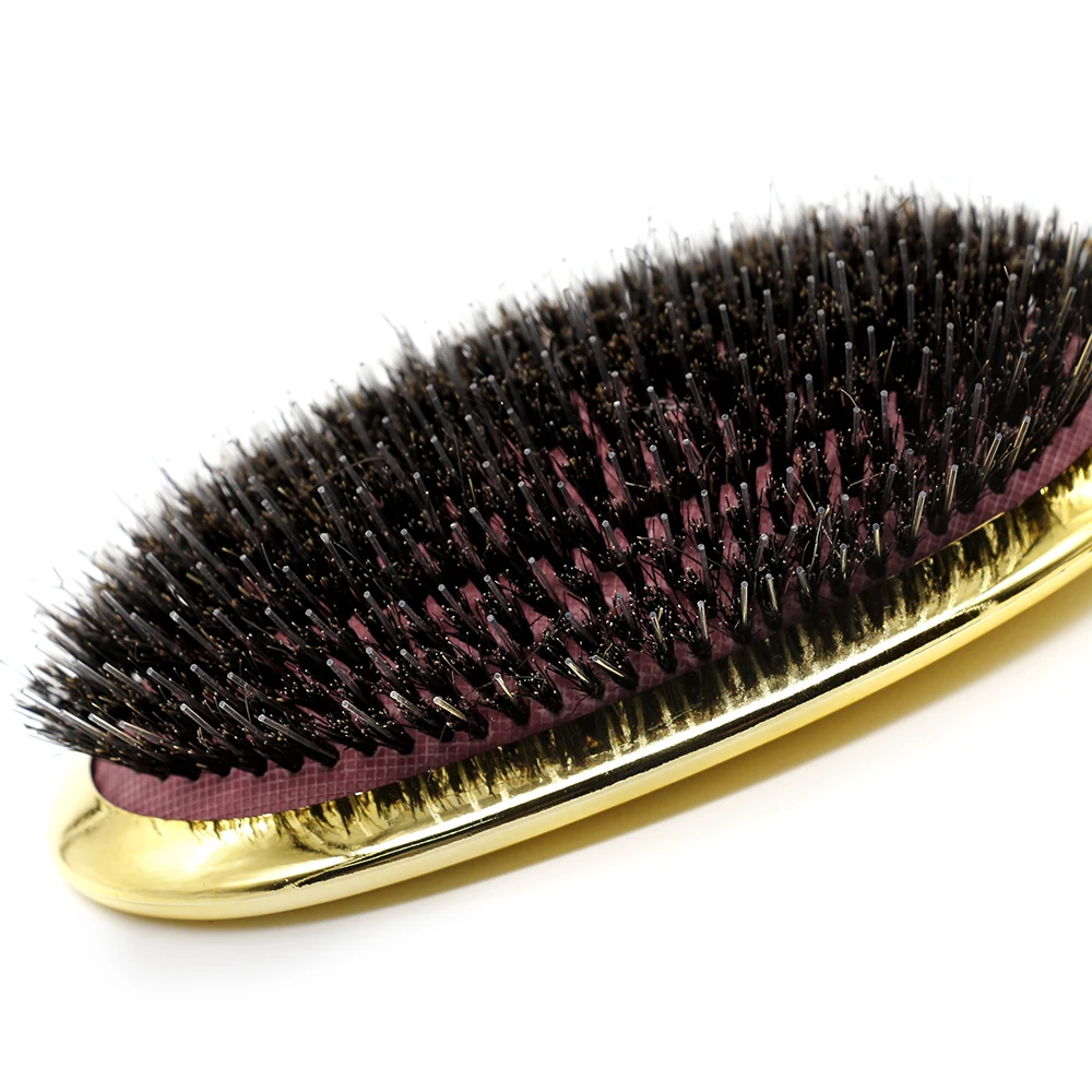 Высококачественная щетка для волос из чистой щетиной кабана, Антистатическая овальная щетка для волос с воздушным мешком, щетки и гребни для волос, серебро и золото