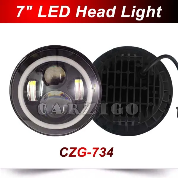 CZG-734A 7 &quotкруглые светодиодные фары h4 Plug Привет/ближнего света белый + янтарный