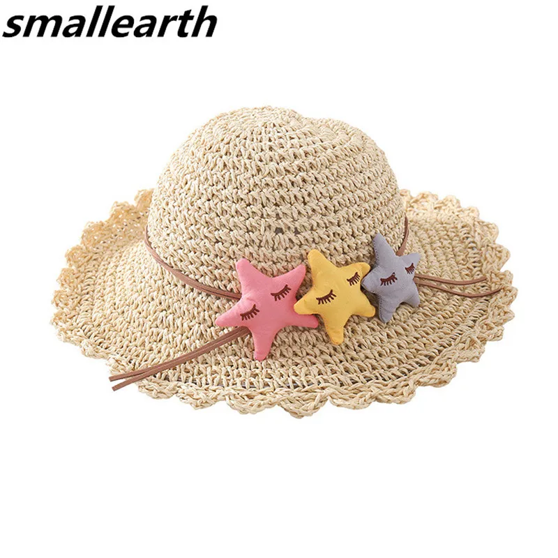 Spring Summer Girl Sun Hats Fashion Kid Brim Folding Straw Hat Children Sunscreen Beach Cap Girl Bucket Hat