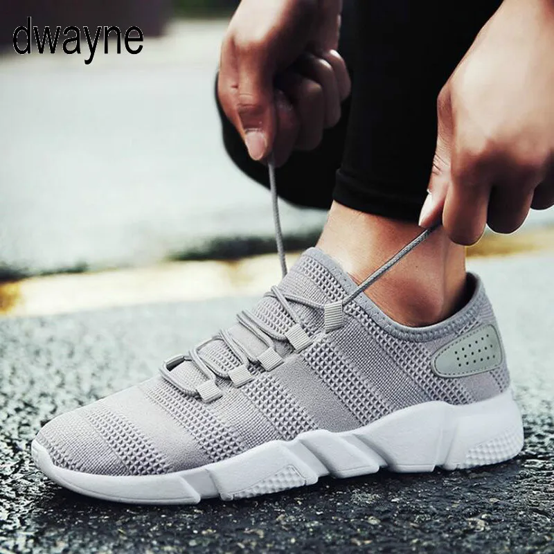

male fashion casual shoes Knitted Fly weaving Men sneakers Breathable Mesh Walking footwear lightweight Flats shoes Blacktyh78