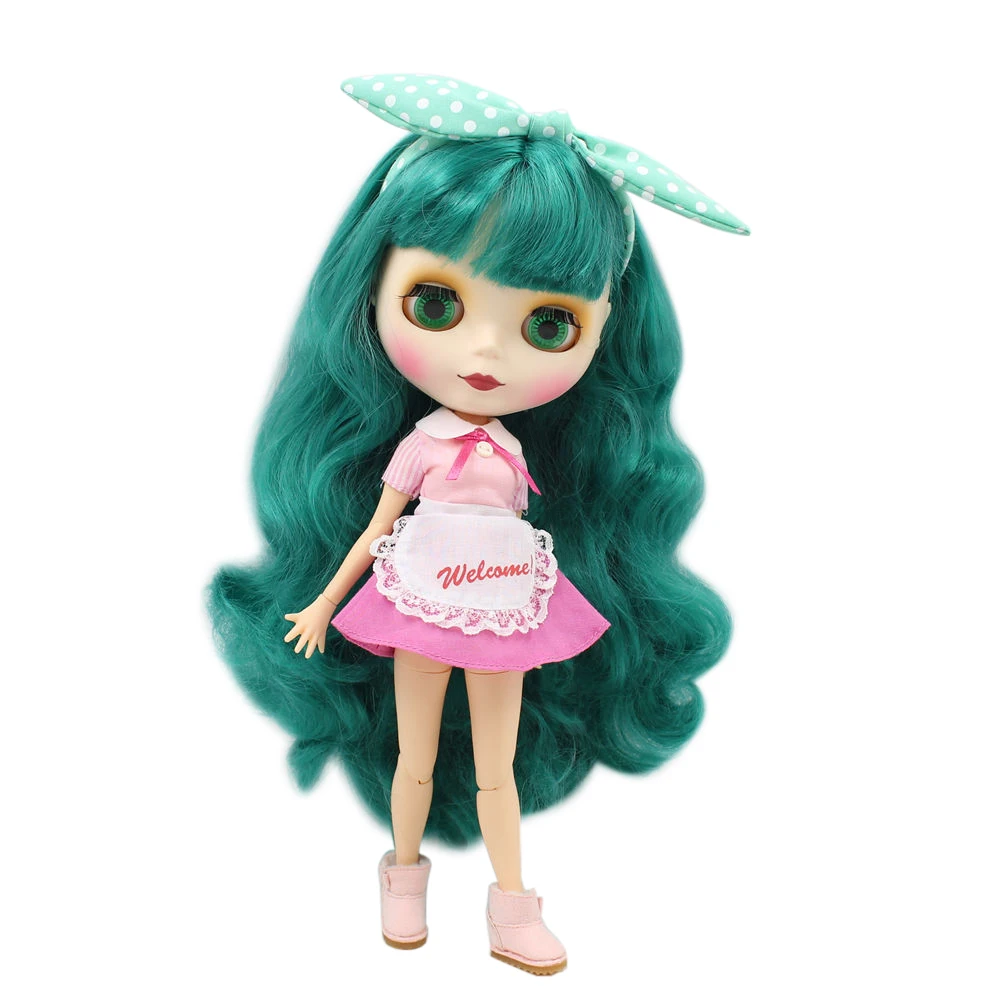 Кукла Blyth ICY DBS с обнаженными суставами зелеными вьющимися волосами и матовым