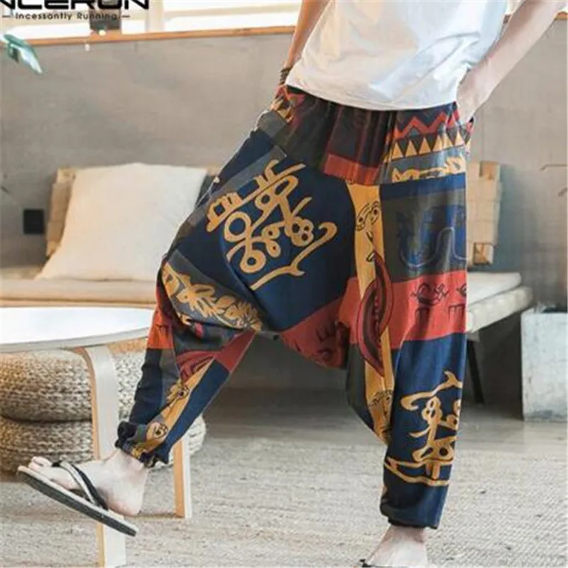 

New Hip Hop Aladdin Hmong Baggy Cotton Linen Harem Pants Men Women Plus Size Wide Leg Trousers New Boho Casual Pants Cross-pants