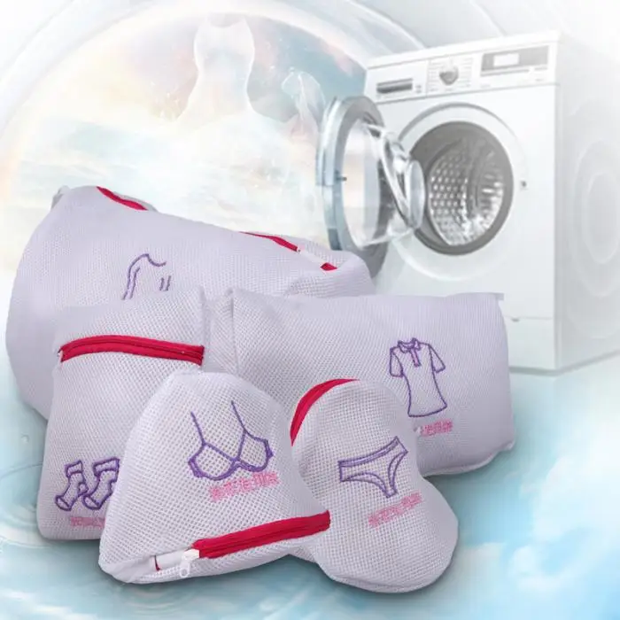 Fashion Zippered Mesh Laundry Wash Bags Foldable Delicates Fashion Zippered Mesh Laundry Wash Bags Foldable Delicates Bra Socks Underwear Washing Machine Clothes Protection Net In Baskets