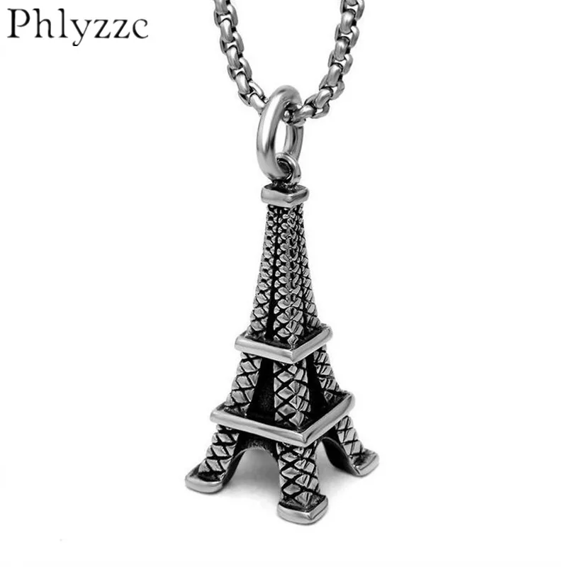 Paris Travel Eiffel Tower Pendant Necklace For Women Stainless Steel