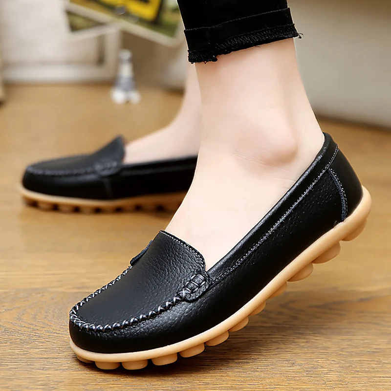 DingXiong Flat Shoes Women Autumn Woman Casual Lace-up Flats Comfortable Round Toe Loafers