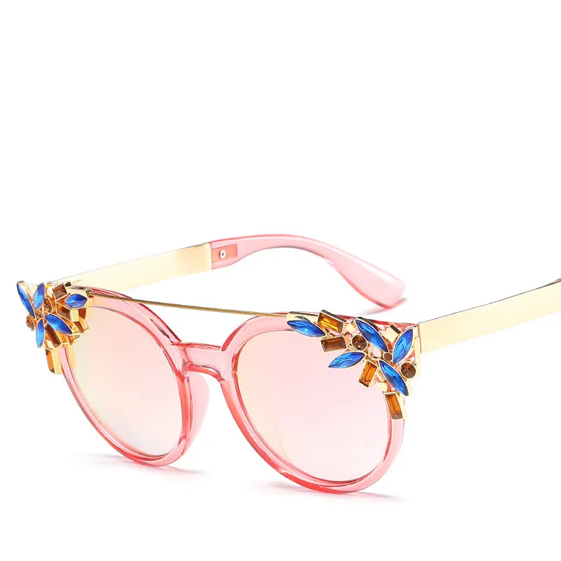 LONSY модные бриллиантовые солнцезащитные очки «кошачий глаз» Для женщин Брендовая Дизайнерская обувь отражающее покрытие зеркала солнцезащитные очки UV400 защиты LS-JR6697