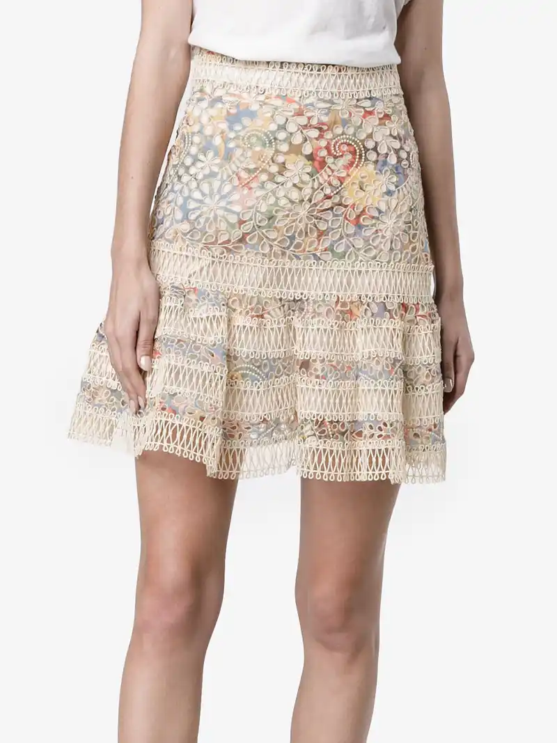 floral lace mini skirt