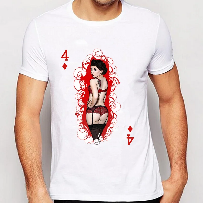 Новинка Мужская футболка с короткими рукавами и принтом Lucky Lady Gambler для мальчиков