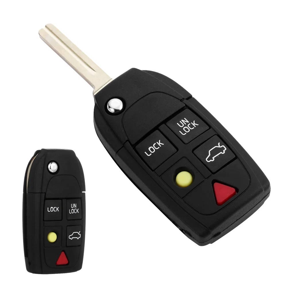 

1PC New Black Plastic 5 Button Flip Remote Key Fob Case Shell VOLVO S60 S80 V70 XC70 XC90 Car Key Control Shell Auto Accessories