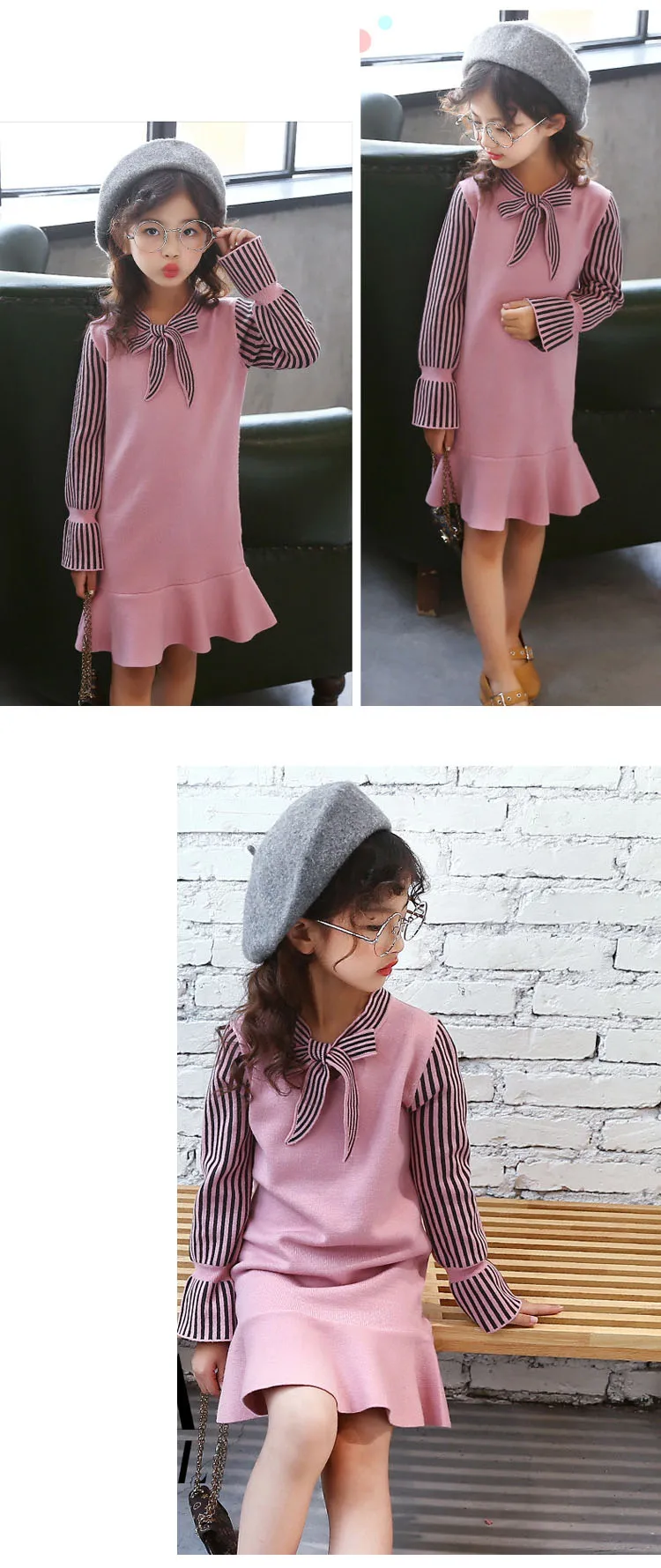 school knitting girls dress long sleeve autumn sweater kids clothes big little girl clothing children dresses size 14 10 12 8 9  5 6 7 8 9 10 11 12 13 14 15 16 years little teenage big girls dress winter girls dresses girl autumn clothing (1 (3)