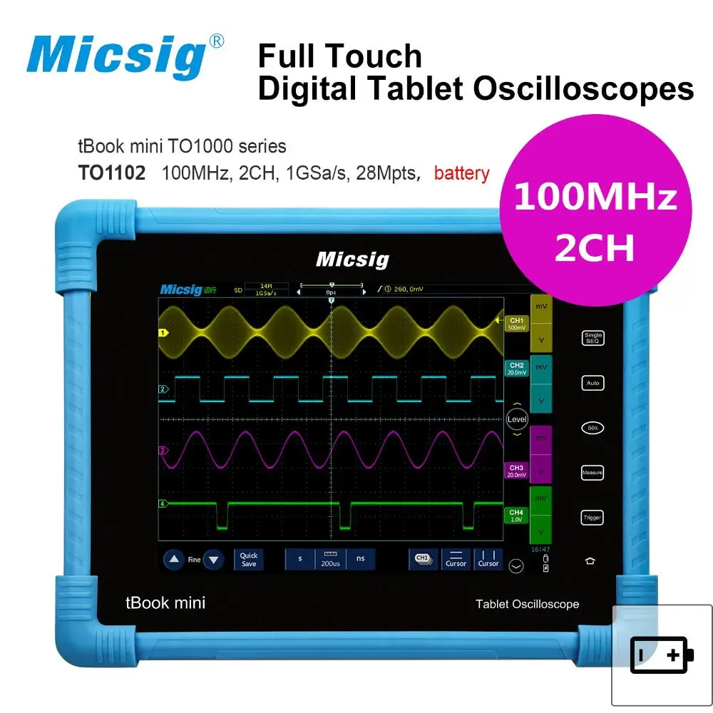 Цифровой планшетный осциллограф TO1102 100 МГц 2CH 1 г Sa/s частота дискретизации в реальном времени осциллограф автомобильные осциллографы комплект