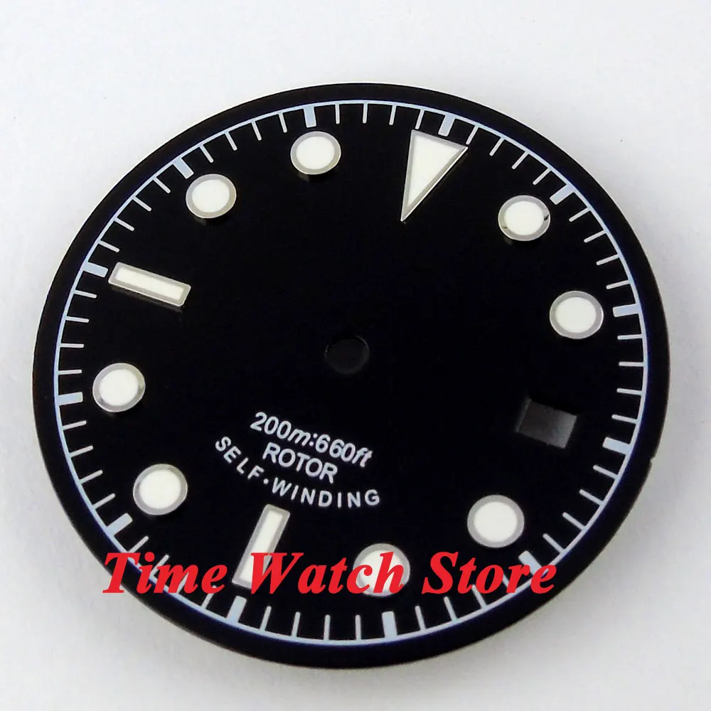 30.4mm black sterial dial luminous white marks Watch Dial fit ETA 2824 2836 MIYOTA 8215 821A Automatic Movement D25 | - Цена: 1 096,46 руб.