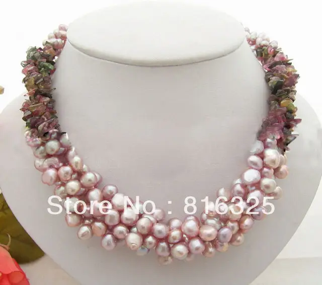 

FREE SHIPPING>> Excellent !! Purple Pearl Natural Tourmaline Necklace
