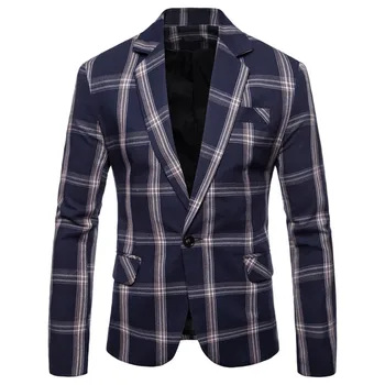 

British Slim Fit Mens Casual Blazer Jacket Suit Check Design Blazer Classic Mens Tailored Suit Jacket Party Dinner Suit Jacket