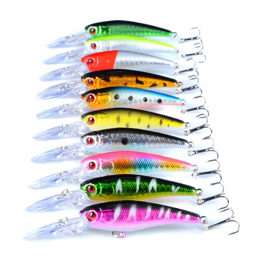 10 ชิ้น/ล็อตเหยื่อตกปลา 9 เซนติเมตร/8.3 กรัม Hard เหยื่อประดิษฐ์ 10 สี