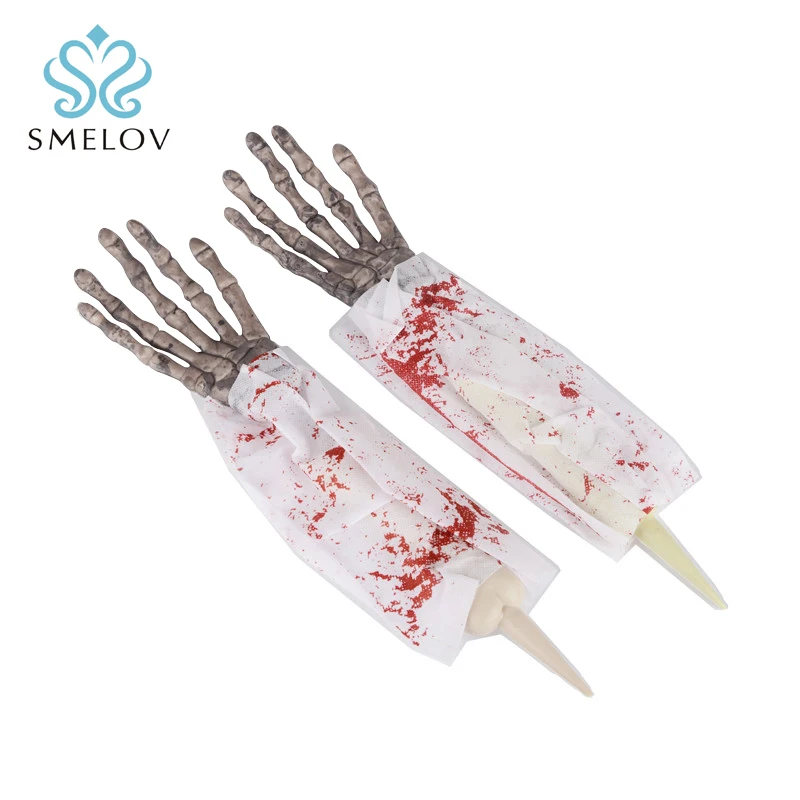 

2/Pcs plastic skeleton hands halloween decoration Horror Props skeleton blood toys Bar Club decorations Festive Party supplies