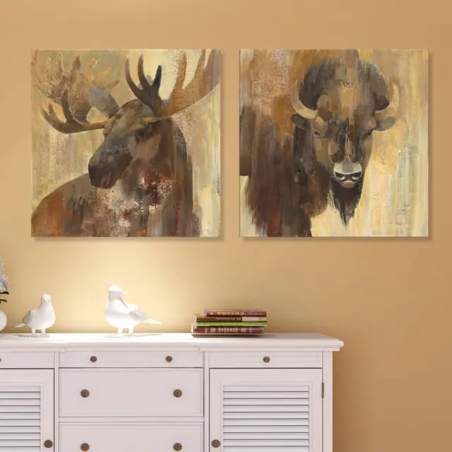 Animal Selvagem Elk Yak Giclée Impresso Lona Pintura Art Home Animal Selvagem Elk Yak Giclée Impresso Lona Pintura Art Home Decor Parede Pictures Para Sala