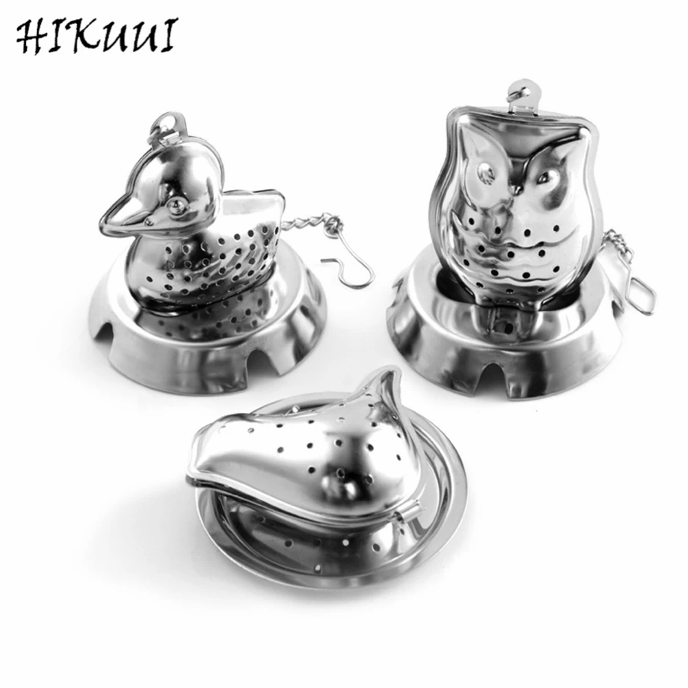 

Tea Infusers 3Pc/Set Stainless Steel Tea Leaf Filter Infusers Strainer Smart Animal Series With Small Tea Tray