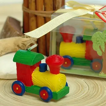 

(Pack Of 10 Candles) Cute Train Locomotive Candle Baby Shower Baptism Party Favor Children Gift Present Baby Boy Girl