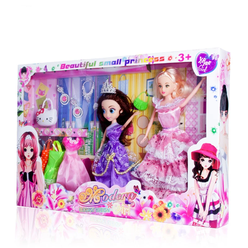 

Girls Children Toys Pink Princess Doll Set Vinyl Dolls Wedding Princess With Dress DIY 30cm Model Color Box Package Free Shippin