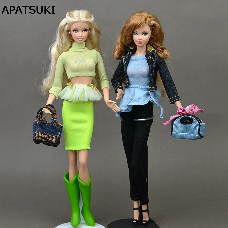 

Doll Accessory Suit Set Bag Mini Skirt Boots Jeans Coat Pants Accessories Clothes For Barbie Doll House Toys for Girl