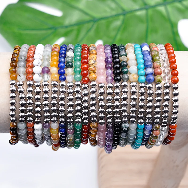 

21PC 4MM Natural Stone Tiger Eye Bracelets & Bangles Yoga Balance Beads Bracelet Men Women Friend Gift Charm Strand Jewelry
