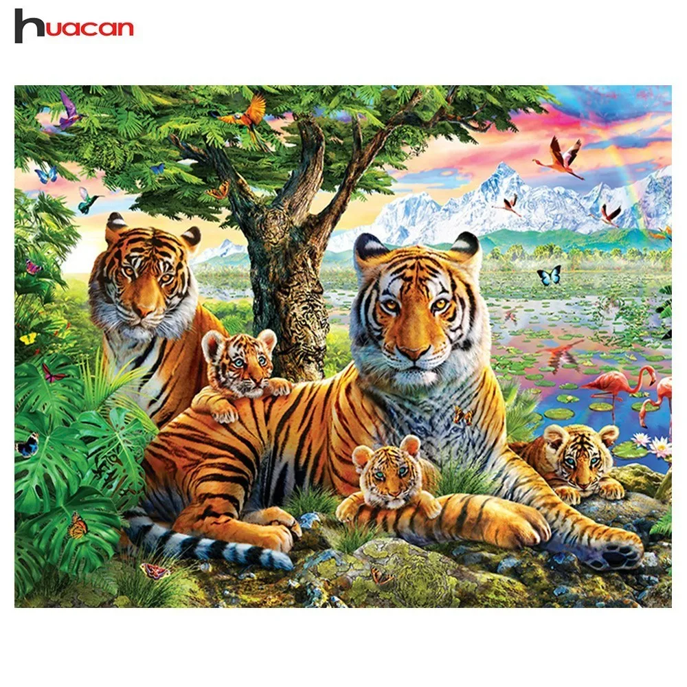

Diamond Painting Cross Stitch Tiger Full Square Diamond Embroidery Sale 5D Diamond Mosaic Animal Needlework Factory Direct Gift