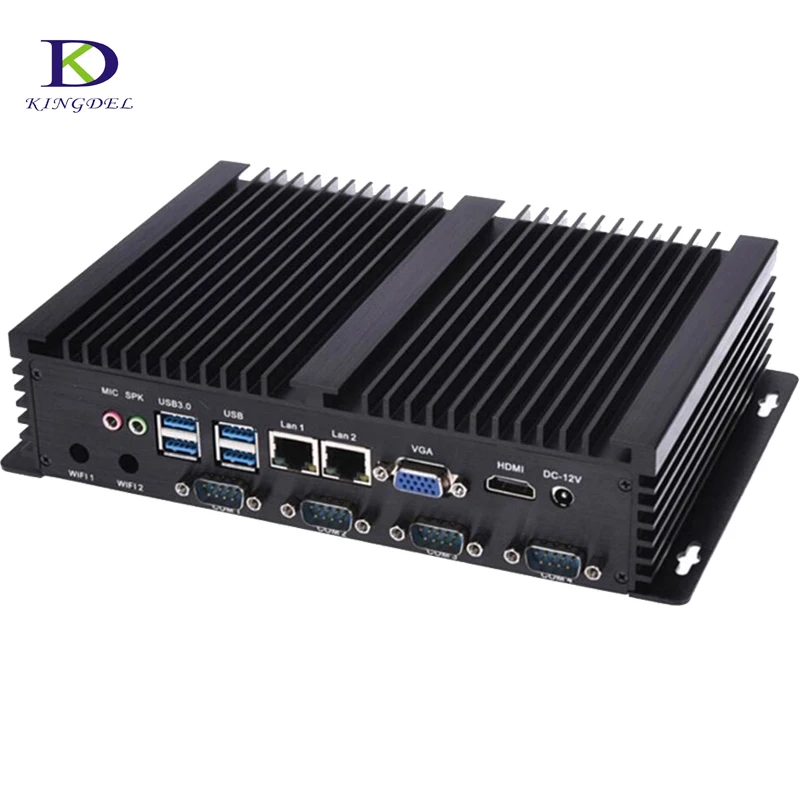 cheapest fanless mini pc intel celeron 1007U 1037U industrial PC with 2RS232 port or 4COM nettop hdmi vga thin client Computer