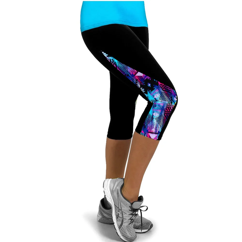 

Elastic Fitness Tights Women Three Quarter Length Pants Gym Sports Yoga Leggings Running Pants Compression Workout Drop Shipping