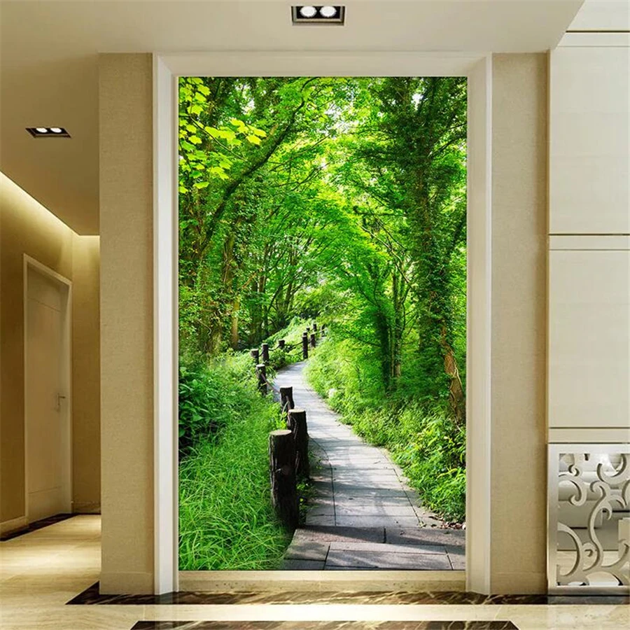 

wellyu Custom wallpaper 3d Photo murals Secluded forest Sheep path Natural scenery Woods Entrance wallpaper 3d papel de parede