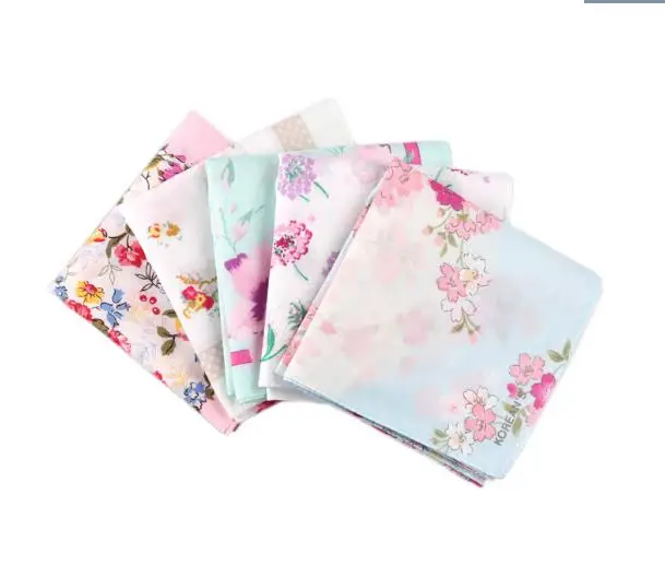 

Super Sale Wonderful Floral Pure Cotton Women's Hanky Eco-friendly Pattern Hankerchief 41CM Great Gift For Girls Pocket Square