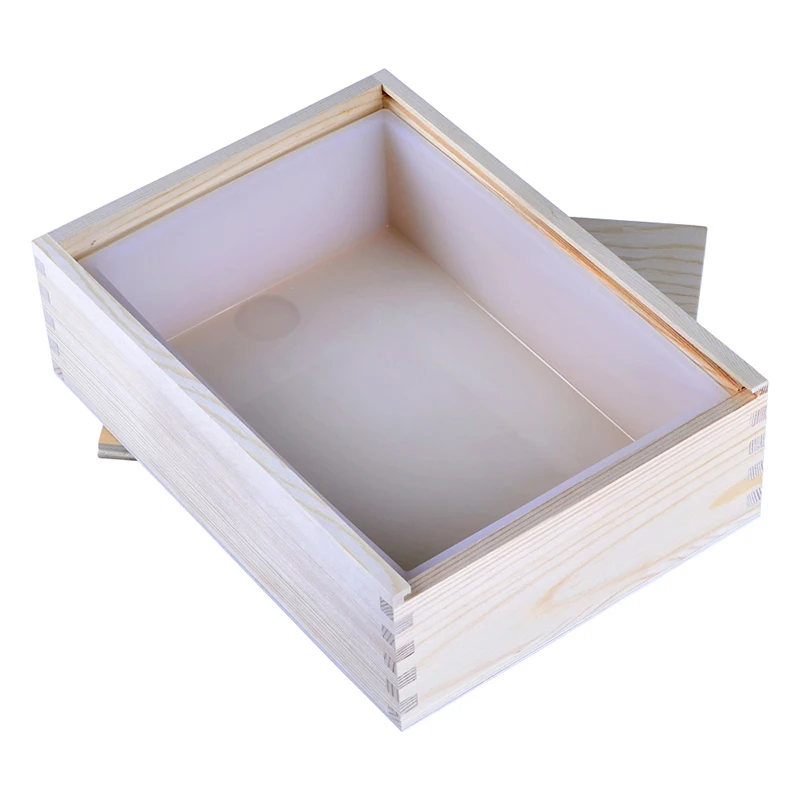 Прямоугольная силиконовая форма для мыла с деревянной коробкой для ручного изготовления буханки