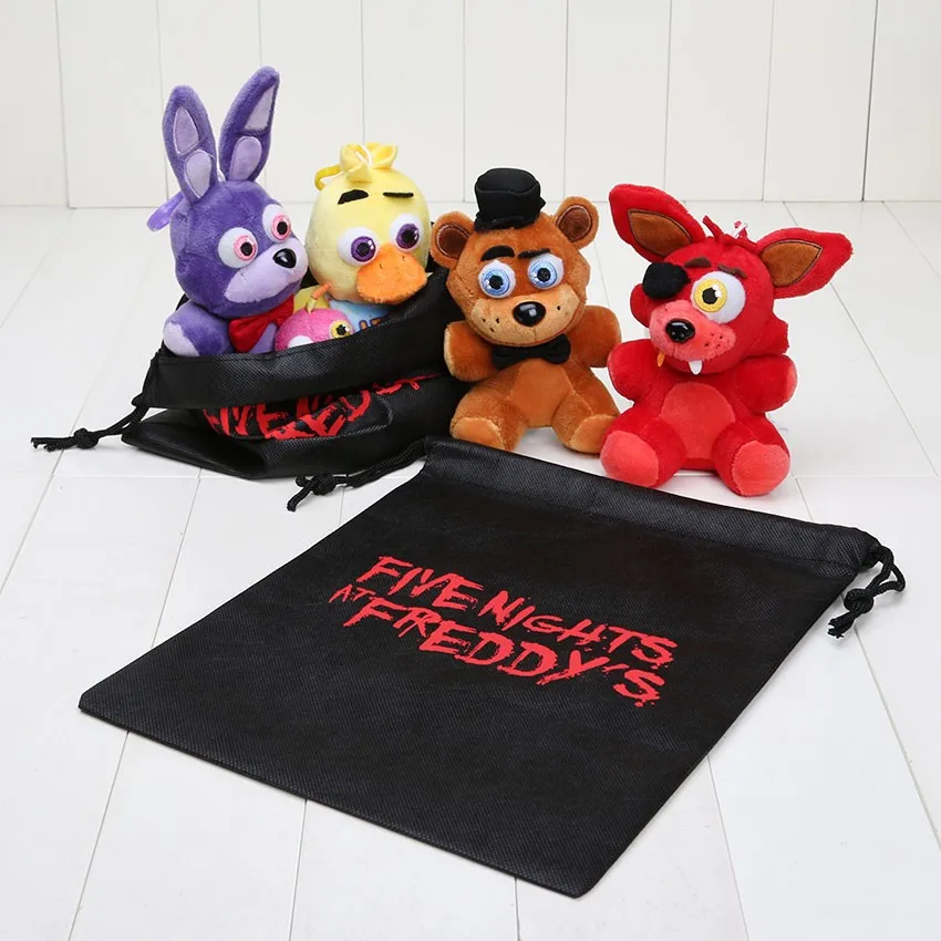 Tanie Nowy 14 cm koszmar pięć nocy w Freddy FNAF Fox niedźwiedź Bonnie zabawki pluszowe wisiorki breloki lalki z torba na prezent peluche