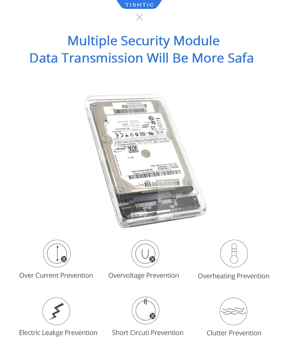TISHRIC прозрачный 2,5 HDD/SSD чехол коробка жесткий диск Корпус Sata для USB 3,0 адаптер UASP протокол до 2 ТБ чехол для жесткого диска