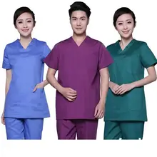 Новое прибытие высокого качества доктор и униформа медсестры унисекс Лето v-образным вырезом больница салон красоты наборы скрабов хирургическая медицинская униформа