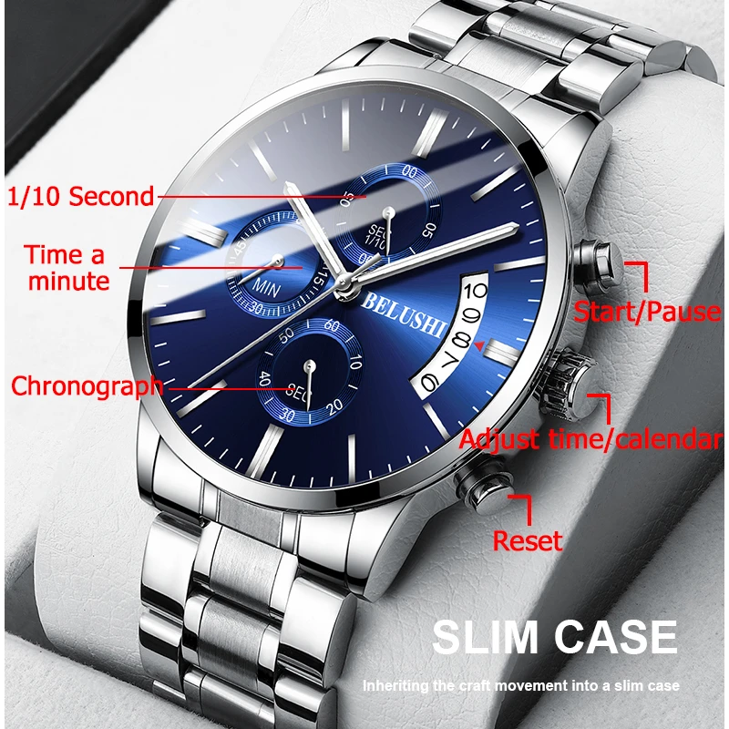 

Dropshipping Quartz Wristwatch Fashion Business Chronograph Man Watch Top Brand BELUSHI Watch Men Hour Male Clock Reloj Hombre